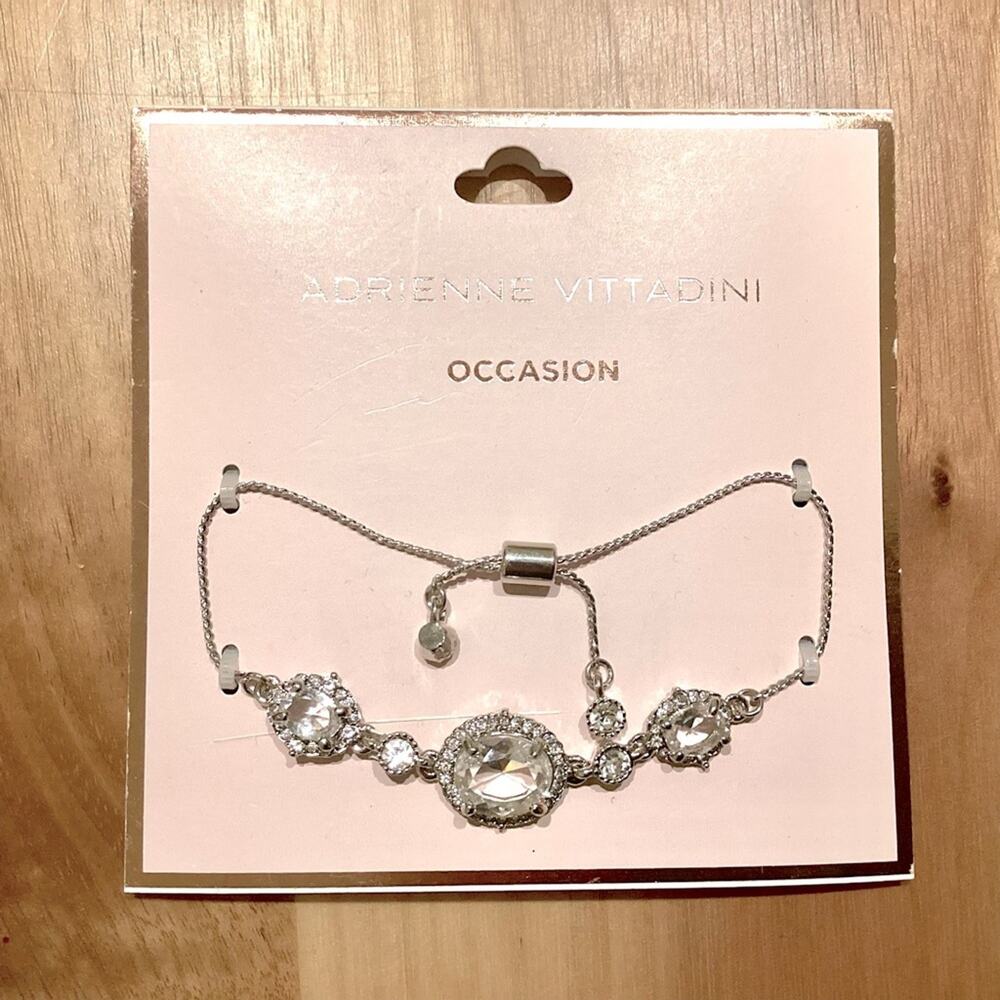 ADRIENNE VITTADINI BOLO CRYSTAL SILVERTONE BRACELET